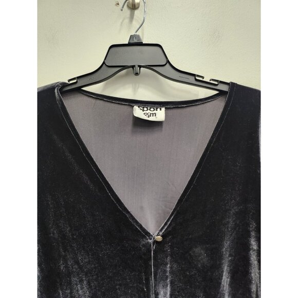 Vintage 90s Spon Ejm Womens Cardigan Size 3X Dark Gray Velvet Whimsygoth Holiday - Picture 2 of 7